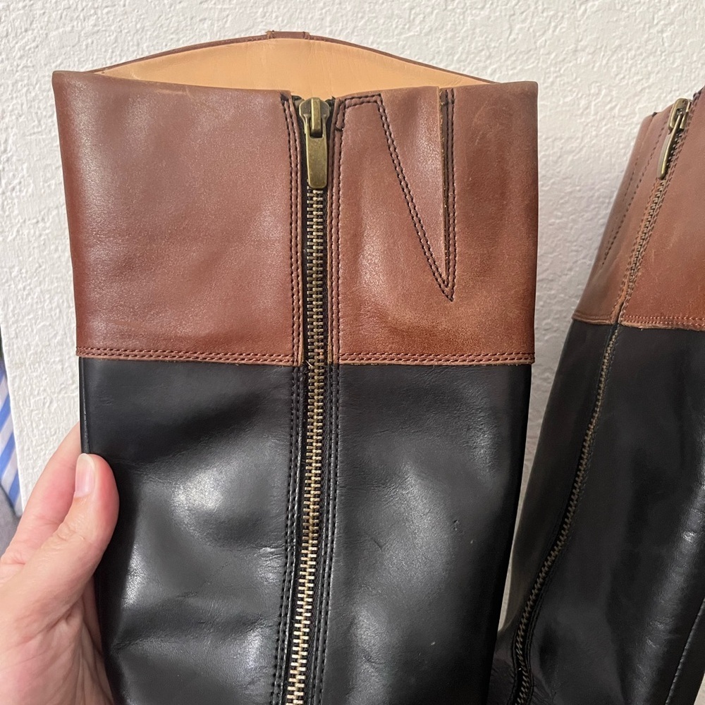 Enzo Angiolini Ellerby Riding Boots Leather Black & Brown Size 7.5 Equestrian - Picture 5 of 16